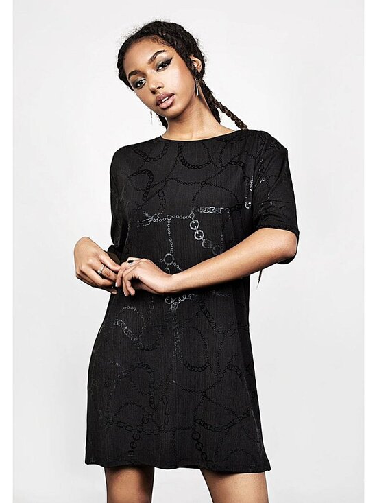 Disturbia Dresses & Skirts - DISTURBIA Fortune oversized chain print tee dress